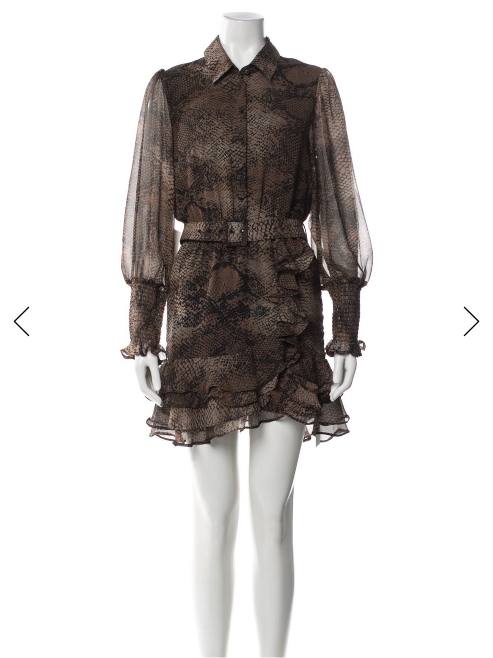 *NWT* Bardot Snake Print Ruffle Mini Dress